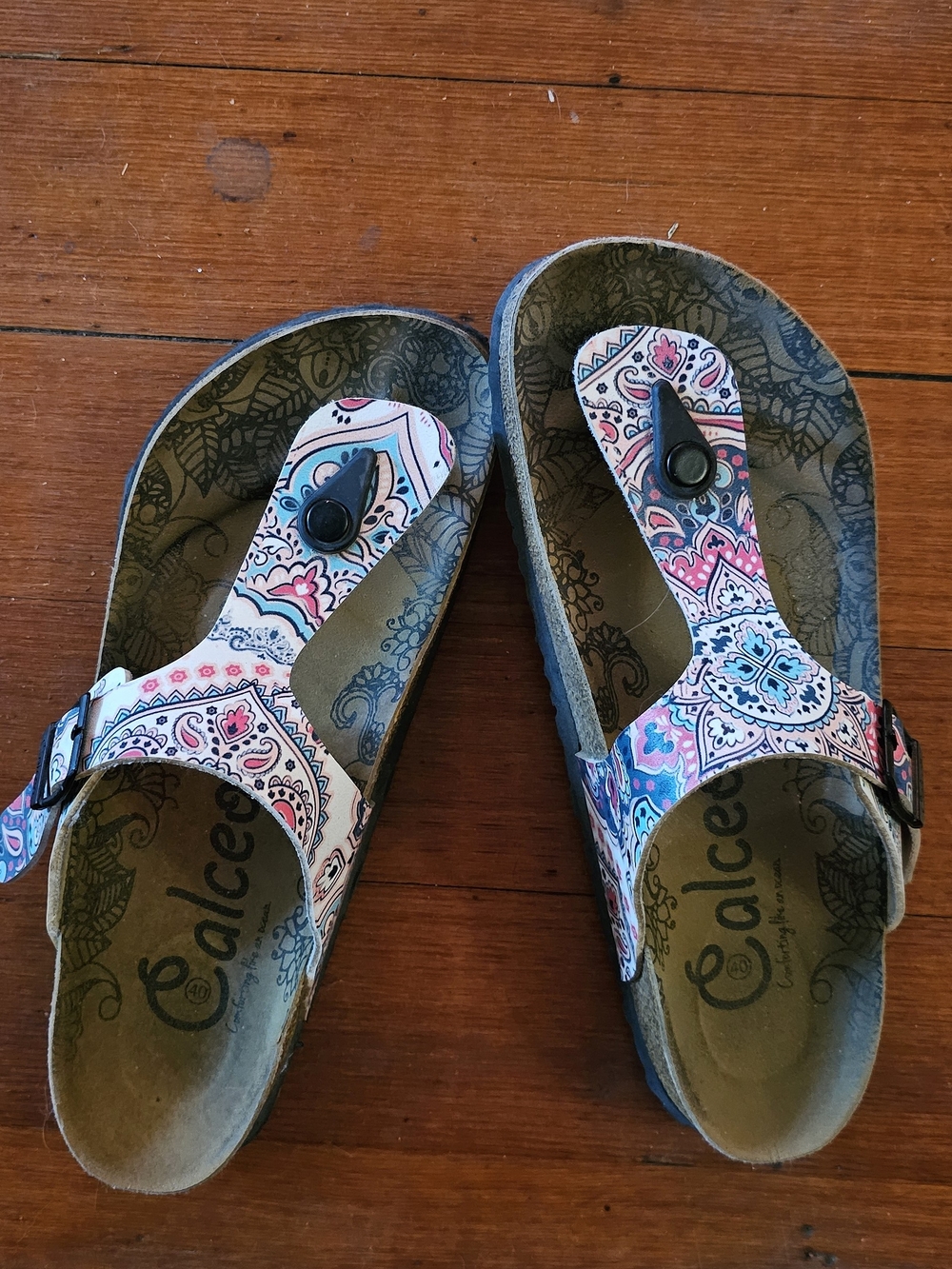 Calceo Women's Pink & Blue Paisley Thong Sandals